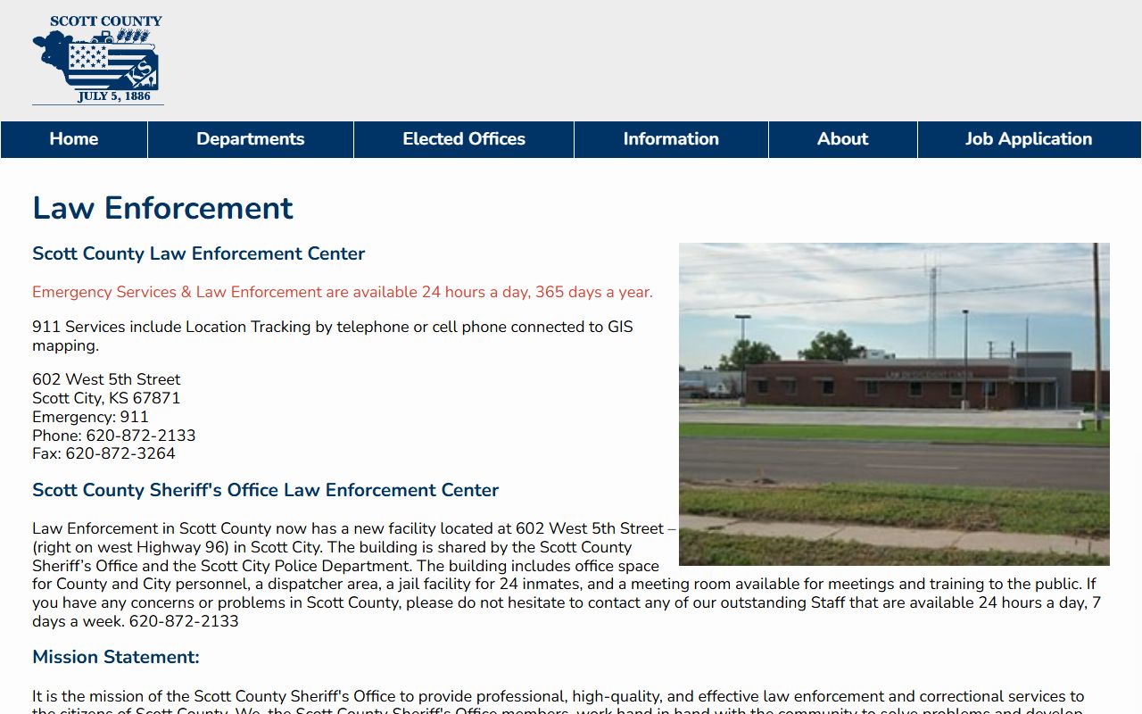 Scott County inmate population Law Enforcement Center jail contact page